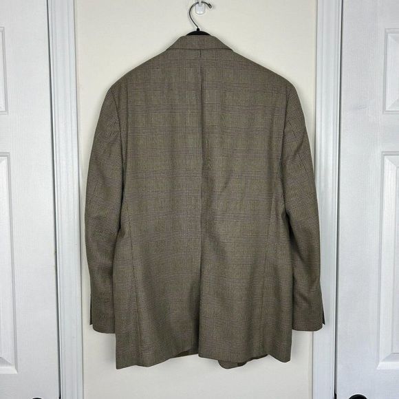 Ralph Lauren 40R Rayon + Poly Beige Check‎ Sport Coat Blazer Suit Jacket 2Button - Picture 10 of 11